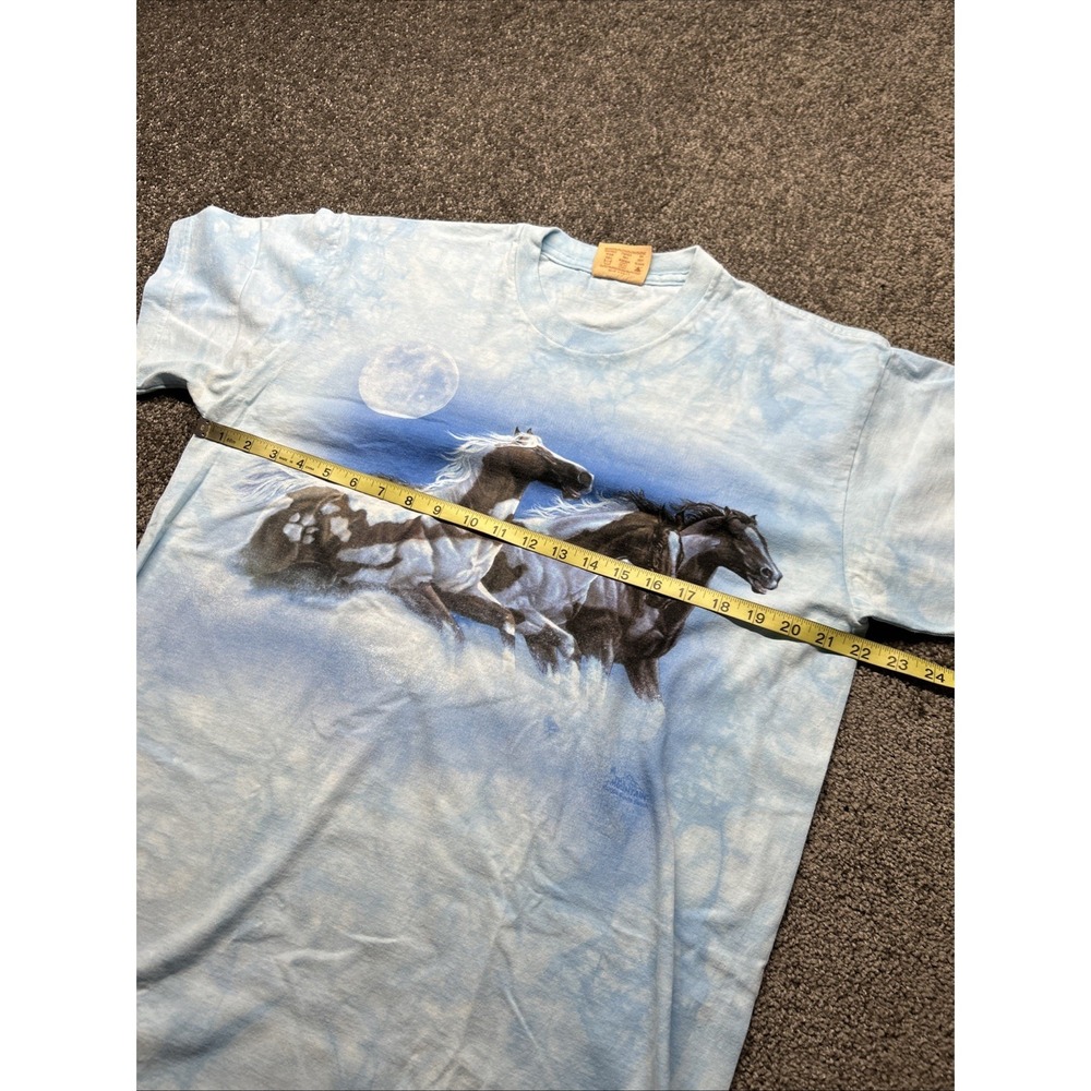 The Mountain Vintage Mens T Shirt Large Horses Short Sleeves Blue - Picture 6 of 7